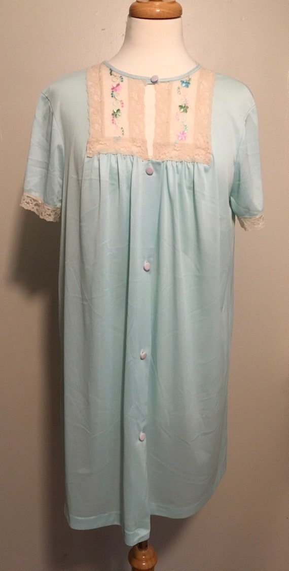 Vintage Sears Nightgown, Vintage Blue Nylon 50s/6… - image 2