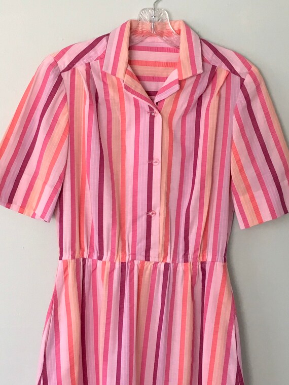 Vintage Ladies Shirtdress, Vintage Dress, Seersuck