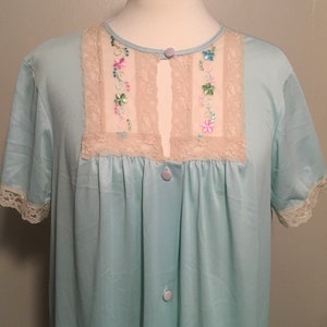 Vintage Sears Nightgown, Vintage Blue Nylon 50s/60s Lingerie image 1