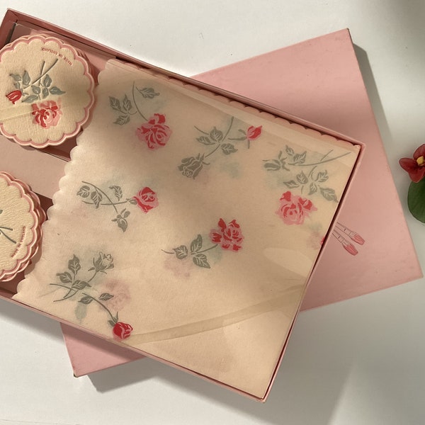 1950s NOS w/Box Freund-Mayer & Co., Inc. Pink Rose Placemats Dripmats, Vintage 50s Kitchen Accessory, Mid Century