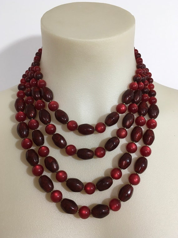 Vintage 4-Strand Beaded Necklace, Vintage Jewelry - image 5