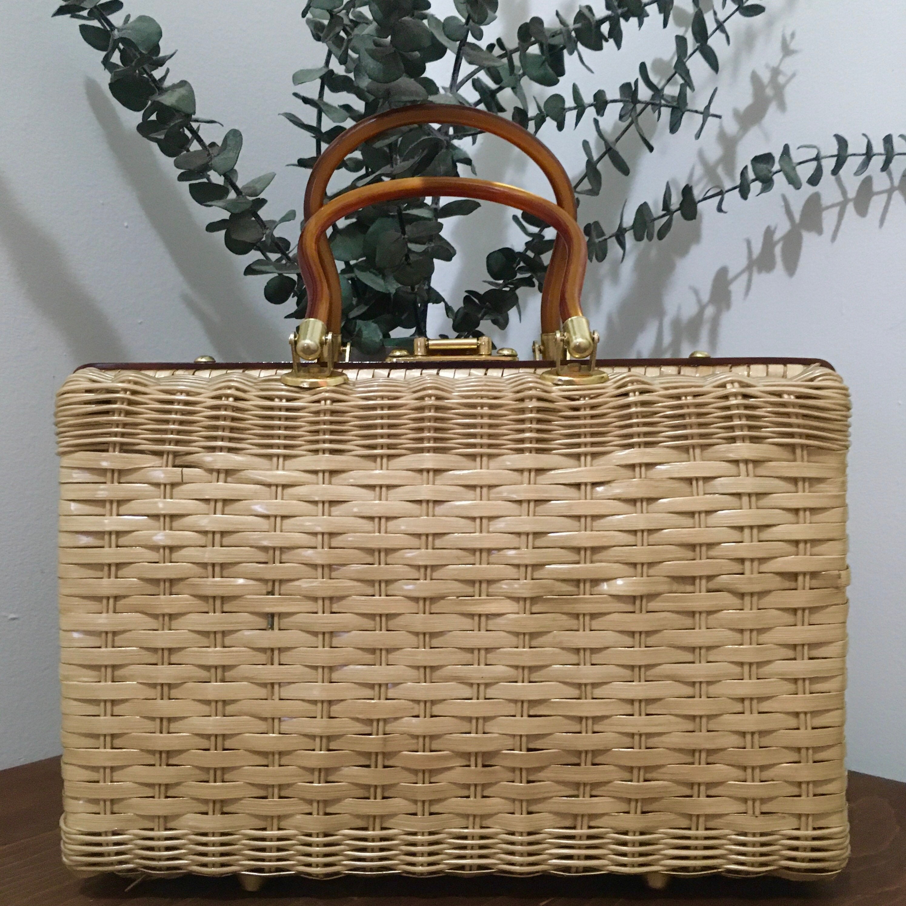 Charming Atlas 50s 60s ウィッカーバッグ プードル USA Charming by Atlas Hollywood Wicker POODLE With Lucite
