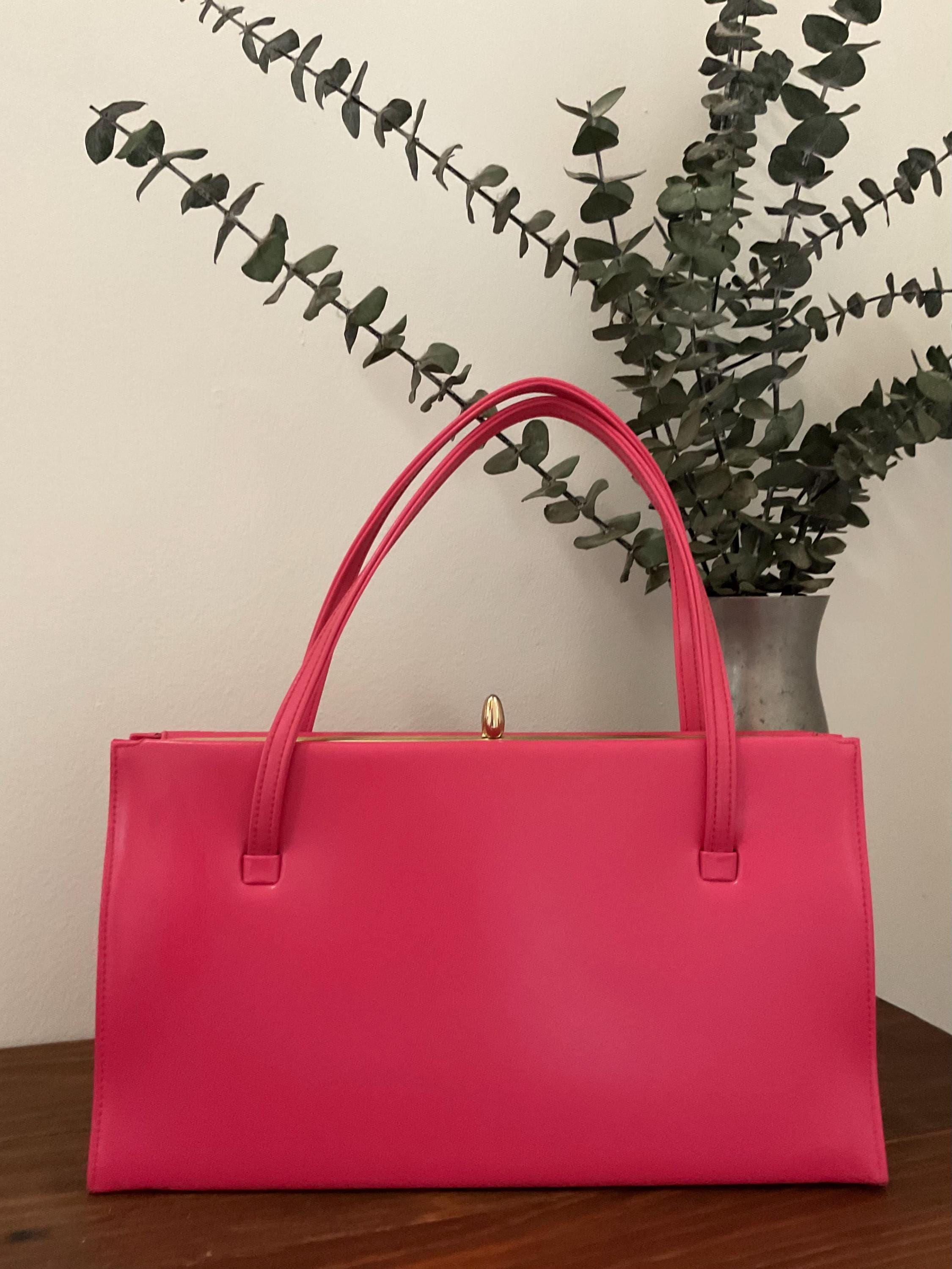 1950s Theodor of California Pink Vinyl Top Handle Handbag, Vintage