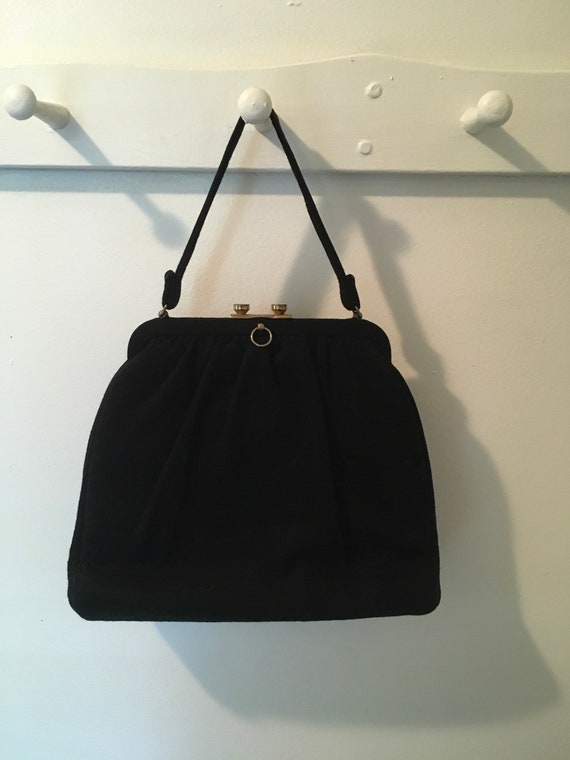 1950’s Graceline Master Purse, Vintage Black Wool… - image 3