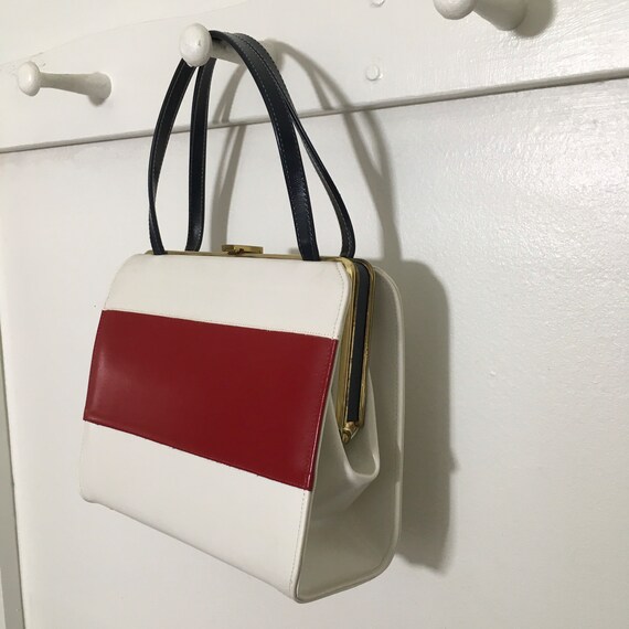 1960s A Life Stride Red Black\Blue White Purse, V… - image 5