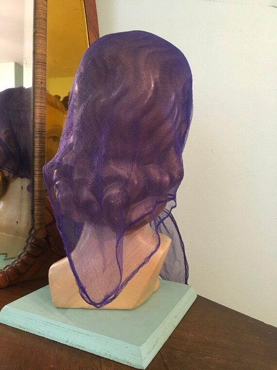 Vintage Ladies Purple Nylon Headscarf, Vintage Sc… - image 7