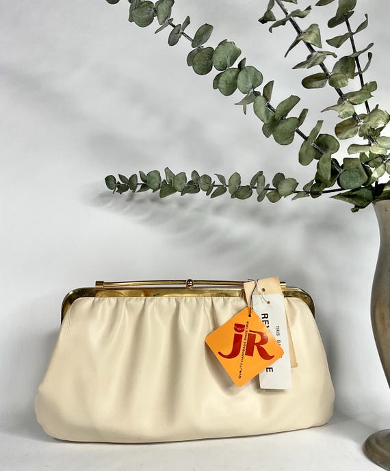 1960s 1970s NOS Julius Resnick Reversible Cream Vinyl Clutch Purse