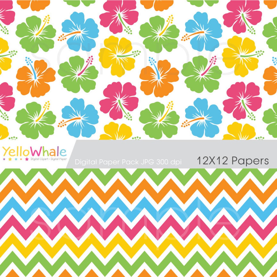 Digital Paper Hawaiian Life for scrapbooking paper crafts | Etsy