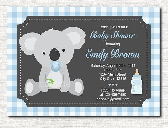Koala Baby Shower Invitation Etsy Koala Baby Shower Invitation Etsy