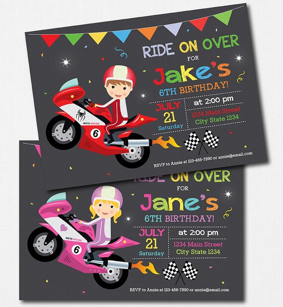 Invitation Danniversaire De Course De Moto Invitation De Etsy