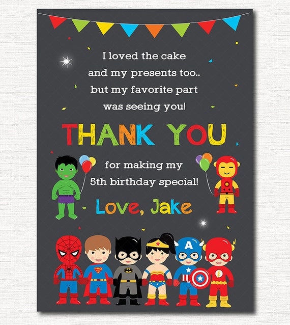 Biglietto Di Ringraziamento Di Supereroi Supereroe Grazie Si Etsy