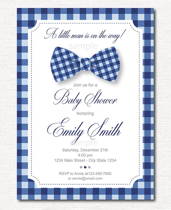 Bow tie Baby Shower Invitation Bowtie invite Bowtie baby Etsy