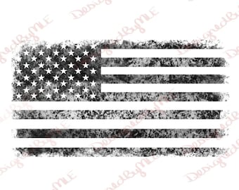 May include: A distressed black and white American flag with a grunge texture. The flag is a symbol of patriotism and national pride.