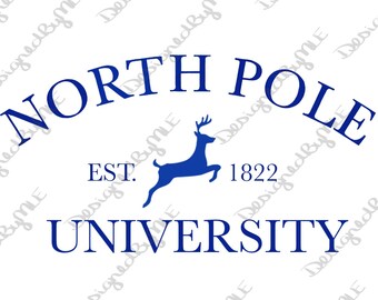 North Pole University SVG PNG - Christmas Reindeer (Instant Download)