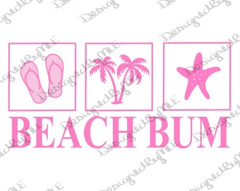 Beach Bum SVG, PNG, JPG, Palm Trees, Flip Flop, Starfish, Beach Design, Summer, Instant Download