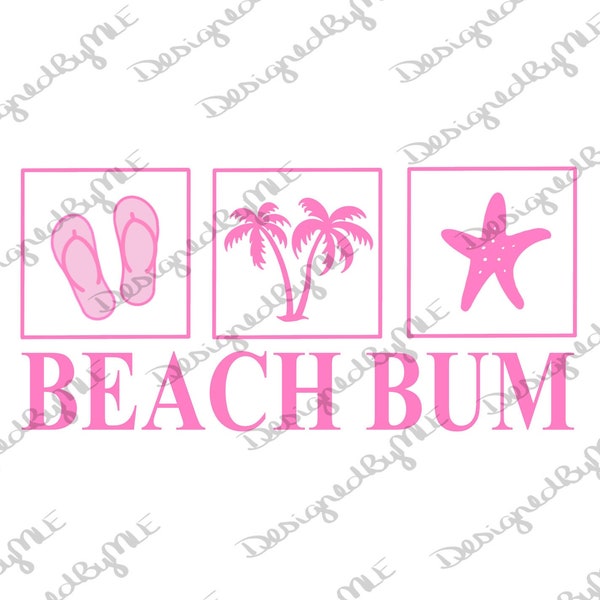 Beach Bum SVG, PNG, JPG, Palm Trees, Flip Flop, Starfish, Beach Design, Summer, Instant Download