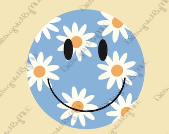 Daisy Smile Face SVG: Glad blommadesign (direkt nedladdning)