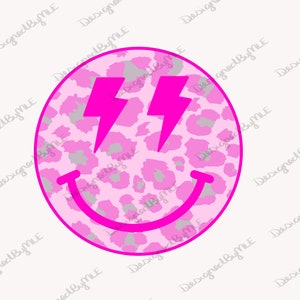 Lightning Bold Leopard Happy Face SVG, PNG, Lightning Bolt Smile Face, Happy Face, Smile Face, Instant Download