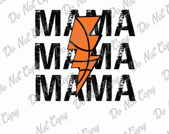 Baloncesto Mamá Rayo SVG PNG: Diseño de Bola de Rayo (Descarga instantánea)