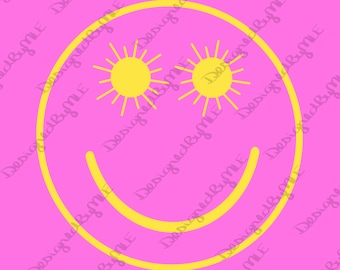 Sun Smile Face SVG PNG JPG: Happy Summer Design (Instant Download)