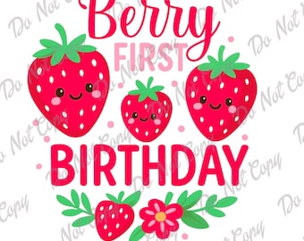 Berry First Birthday PNG, Strawberry, Babies First Birthday Instant Download