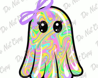 Coquette Ghost PNG: Tie Dye Halloween Clipart (Instant Download