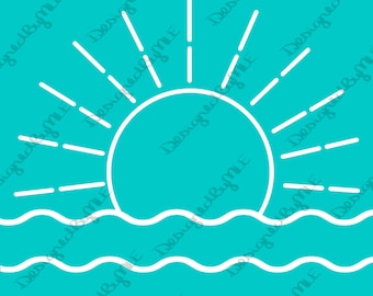 Sun And Water SVG, PNG, Sunrise, Sunset, Ocean, Sea, Lake, Summer, Instant Download