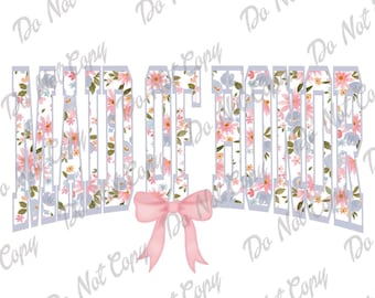 Floral Maid of Honor PNG: Coquette Bow Design (Digital Download