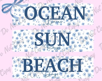 Ocean Waves Beach Sublimation Design: Sun Ray PNG