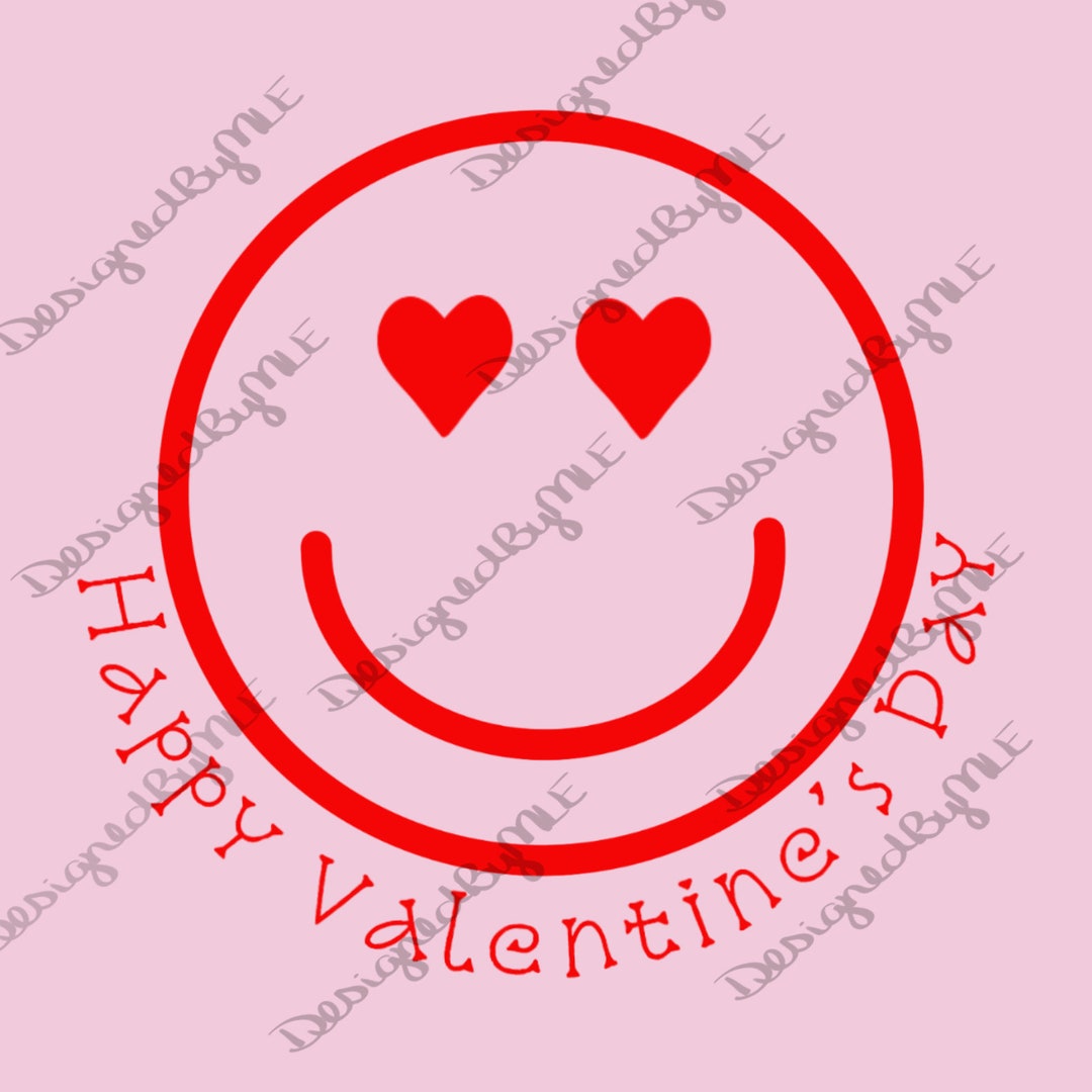 Heart Eyes Smiley Face SVG Valentine's Day Smiley Face Etsy