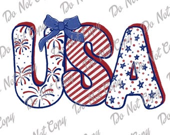 Coquette USA PNG, Patriotic Bow Design, Patriotic, America, 250th Anniversary, Instant Download