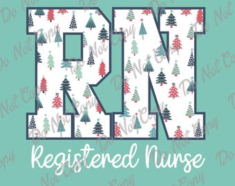 Christmas Nurse PNG Design: RN Holiday Flowers (Digital Download)