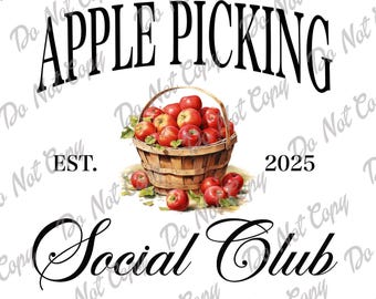 Apple Picking Social Club PNG: Fall Apple Orchard Design (Digital Download
