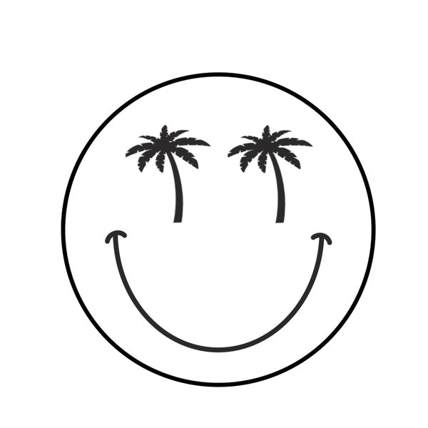 Palm Tree Happy Face, Palm tree Smile Face, Palm Tree Smile SVG