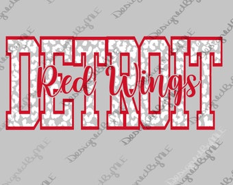 Detroit SVG, PNG, Leopard Red Wings, Cheetah Red Wings, Detroit Hockey, Instant Download