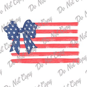 Coquette USA PNG, schattige Amerikaanse kaart, Girly Fourth Of July, patriottische bloemen, USA Bow kaartontwerp, Instant Download