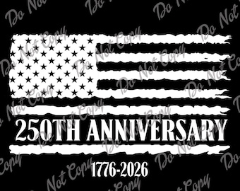 America 250th Anniversary Distressed Flag SVG, PNG, United States Flag, 250th Birthday, Instant Download
