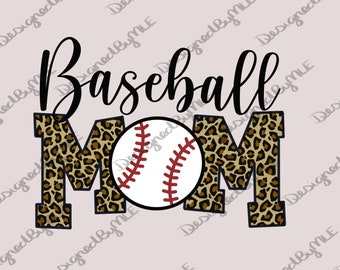 Baseball Mom Leopard SVG, PNG, Cheetah Baseball Mom SVG, Baseball Design, Instant Download
