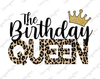 Birthday Queen Leopard Print PNG - Sublimationstransfer (Digitaler Download)