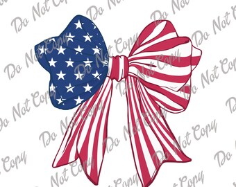 Patriotic Bow PNG: Red White and Blue Flag Design (Instant Download)