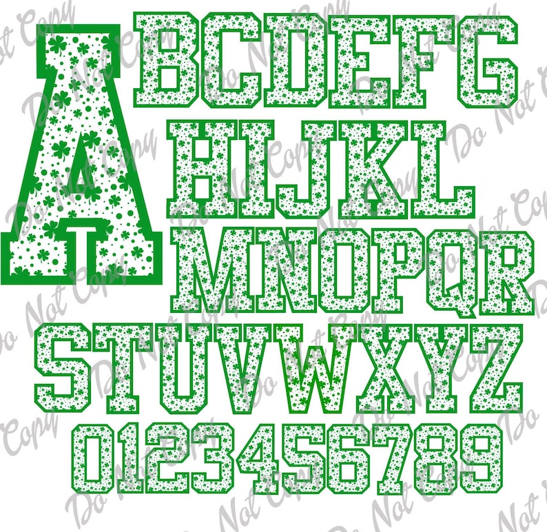 Shamrock Font: St. Patrick's Day Letters & Numbers (PNG, SVG Instant ...