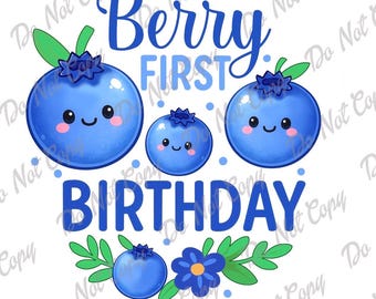 Berry First Birthday PNG, Blueberry, Babies First Birthday Instant Download