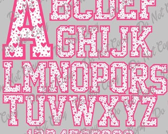 Heart Letters & Numbers SVG PNG, Valentine Font, Instant Download