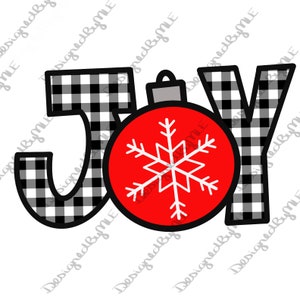 Buffalo Plaid Joy Christmas Design: Snowflake Ornament (Digital Download)