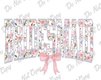 Floral Bridesmaid PNG: Coquette Bow Design (Digital Download, Commercial Use OK
