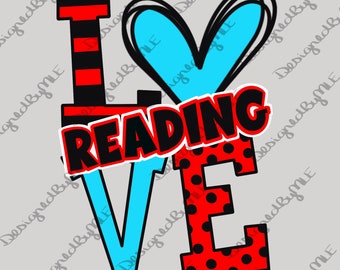 Love Reading Clipart: Teacher Literacy Design (PNG, SVG, JPG)