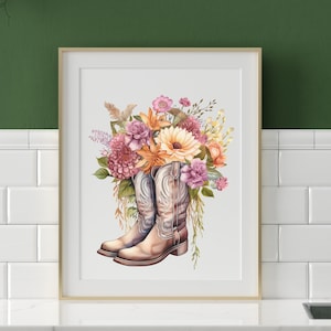 Cowgirl Wall Art | Floral Cowgirl Boot | Cowgirl Boot