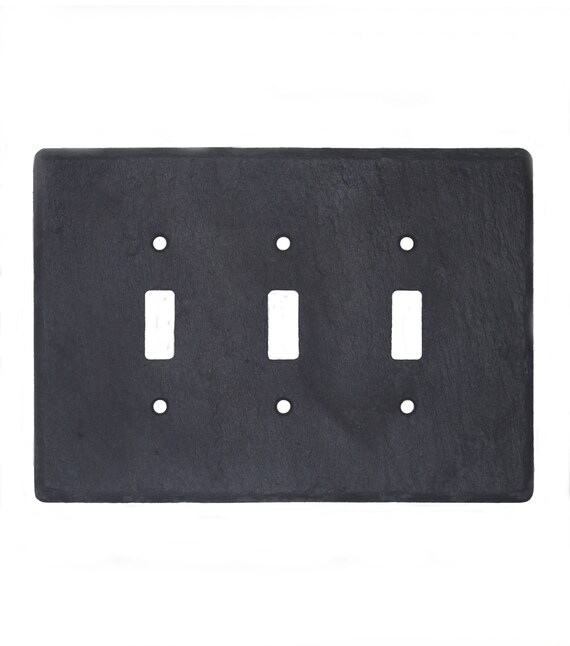 Decorative Triple Light Switch Cover 3 Plate Wall Rustic Stone Black Gray Earth Tone Rust