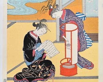 日本の浮世絵、木版画、鈴木春信、「白鷺」 - Etsy 日本
