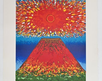 Takami Sakurai (b. 1928) Japanese Original Lithograph Print Of Mt. Fuji Signed Unframed